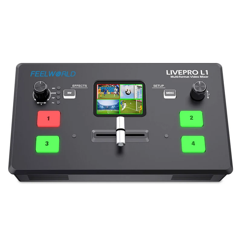 FEELWORLD LIVEPRO L1 V1 Video-Mixer-Umschalter mit mehreren Kameras LCD-Bildschirm 4 HDMI-Eingang USB3.0 Live-Stream