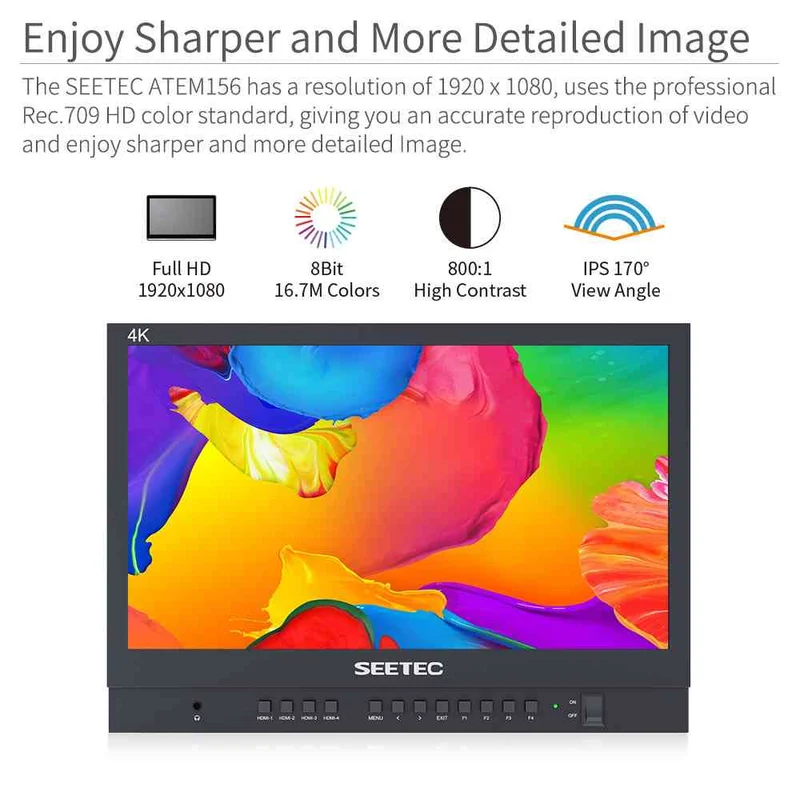 SEETEC ATEM156 15.6-Zoll-Live-Streaming-Broadcast-Monitor mit 4 HDMI-Eingängen
