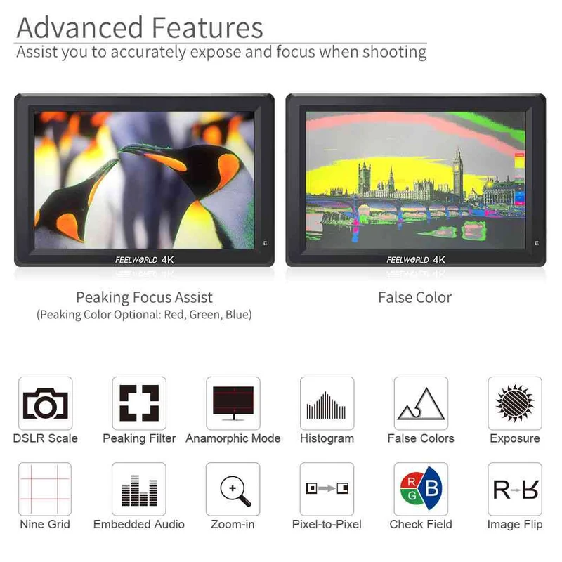 FEELWORLD T756-ABA 7-Zoll-Full-HD-DSLR-Kameramonitor 1920 x 1200 mit automatischer Helligkeitsanpassung