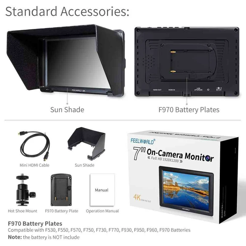 FEELWORLD T756-ABA 7-Zoll-Full-HD-DSLR-Kameramonitor 1920 x 1200 mit automatischer Helligkeitsanpassung