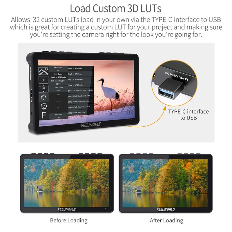 FEELWORLD F5 PRO V4 6 Zoll 450nit Feld-DSLR-Kameramonitor mit Touchscreen und externem F970-Kit