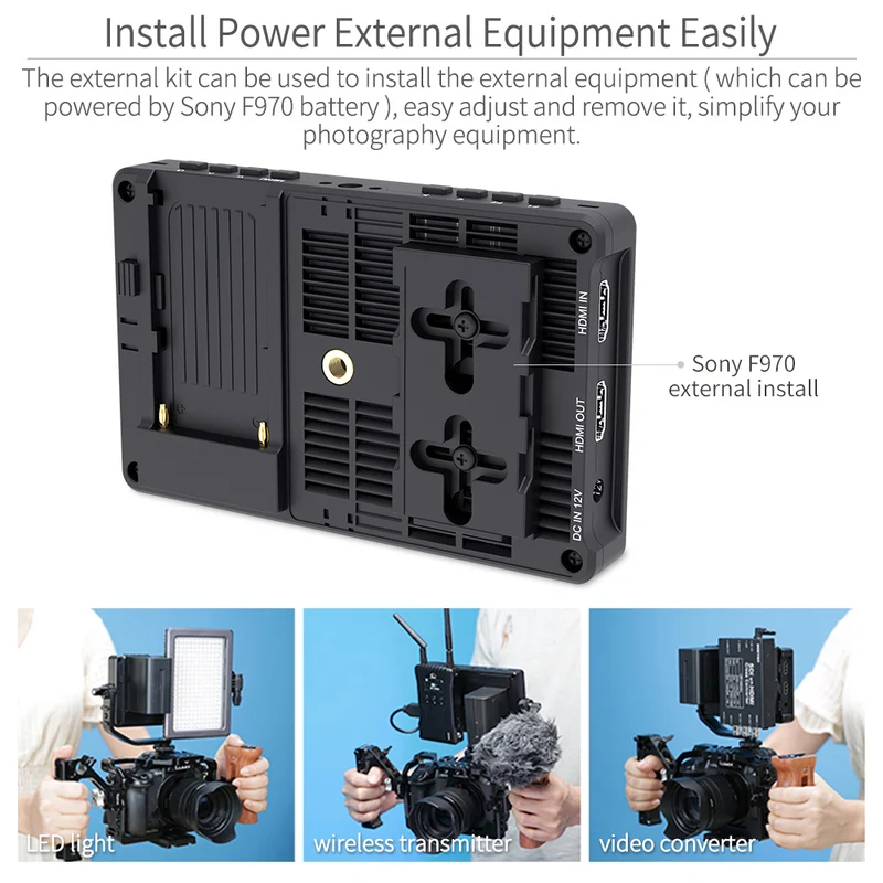 FEELWORLD F5 PRO V4 6 Zoll 450nit Feld-DSLR-Kameramonitor mit Touchscreen und externem F970-Kit