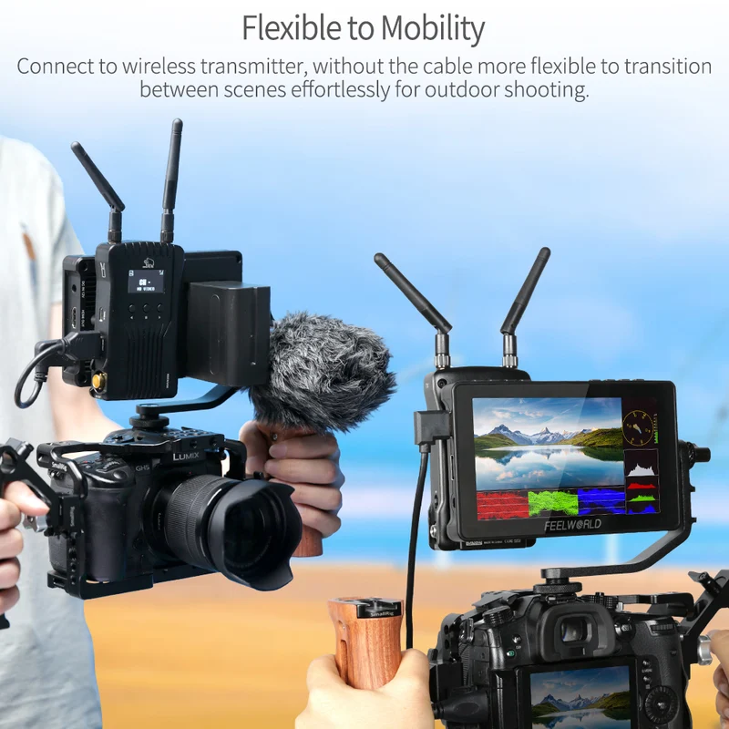FEELWORLD F5 PRO V4 6 Zoll 450nit Feld-DSLR-Kameramonitor mit Touchscreen und externem F970-Kit