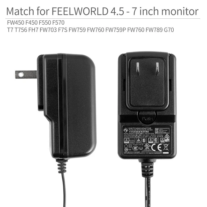 FEELWORLD DC 12V 1.5A Schaltnetzteil Home Netzteil US-Standard für 100V - 240V AC 50/60Hz