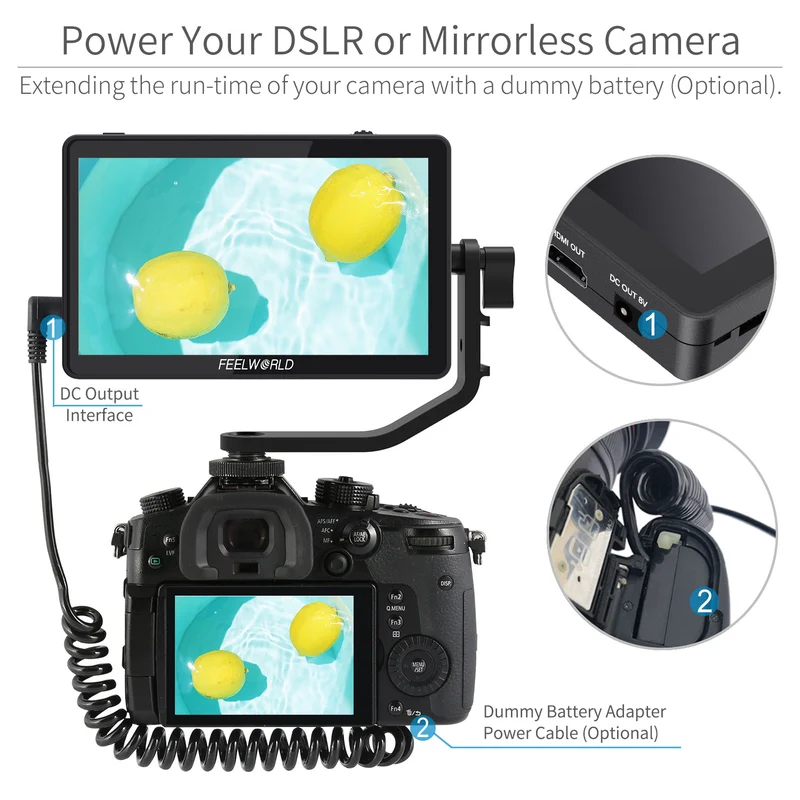 FEELWORLD F6 PLUS 6 Zoll kleiner Touchscreen 3D LUT Kamera DSLR Feldmonitor 1920x1080 HD 4K HDMI