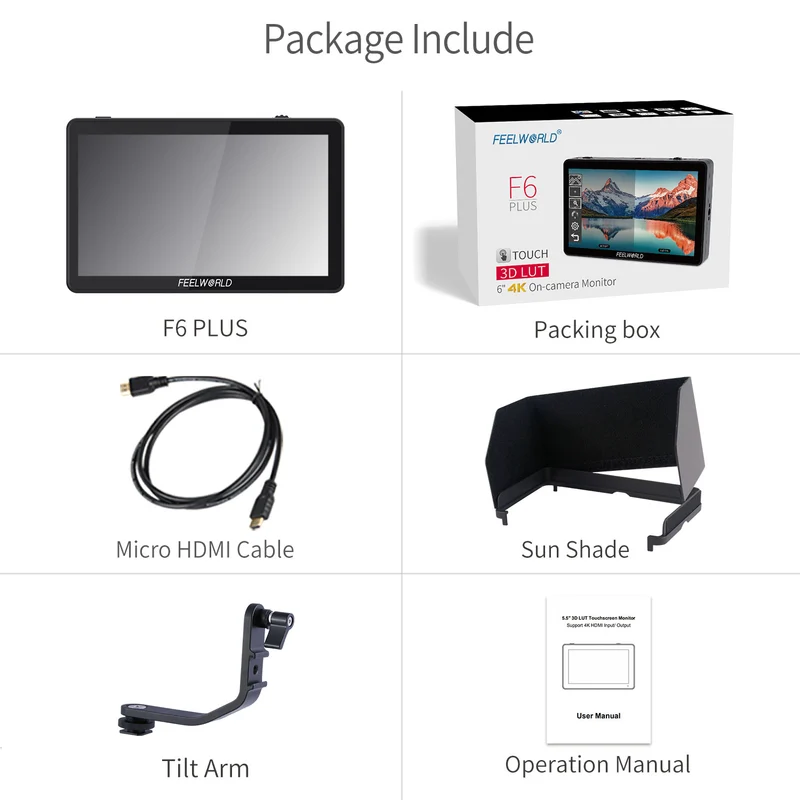 FEELWORLD F6 PLUS 6 Zoll kleiner Touchscreen 3D LUT Kamera DSLR Feldmonitor 1920x1080 HD 4K HDMI
