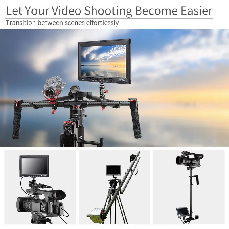 FEELWORLD FW759 7-Zoll-Feldmonitor für DSLR-Kameras, 400 cd/m², HD-Video-Assist, IPS, 1280 x 800, 4K, HDMI