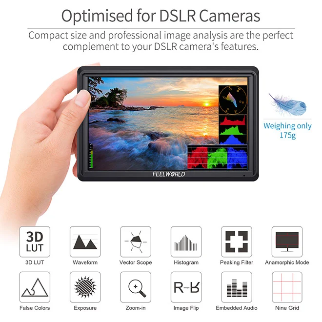 FEELWORLD FW568 V3 6-Zoll-Feldmonitor für DSLR-Kameras (450 cd/m²), 1920 x 1080 Pixel, HDMI-Ein- und -Ausgang