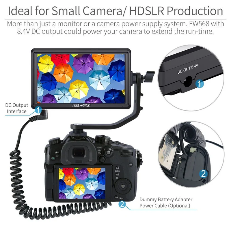 FEELWORLD FW568 V3 6-Zoll-Feldmonitor für DSLR-Kameras (450 cd/m²), 1920 x 1080 Pixel, HDMI-Ein- und -Ausgang