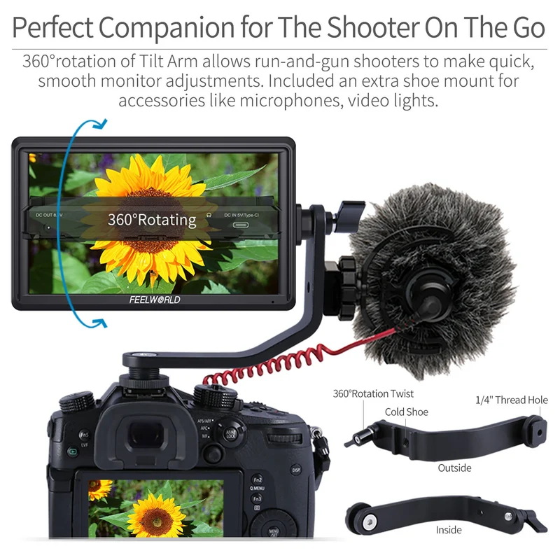 FEELWORLD FW568 V3 6-Zoll-Feldmonitor für DSLR-Kameras (450 cd/m²), 1920 x 1080 Pixel, HDMI-Ein- und -Ausgang