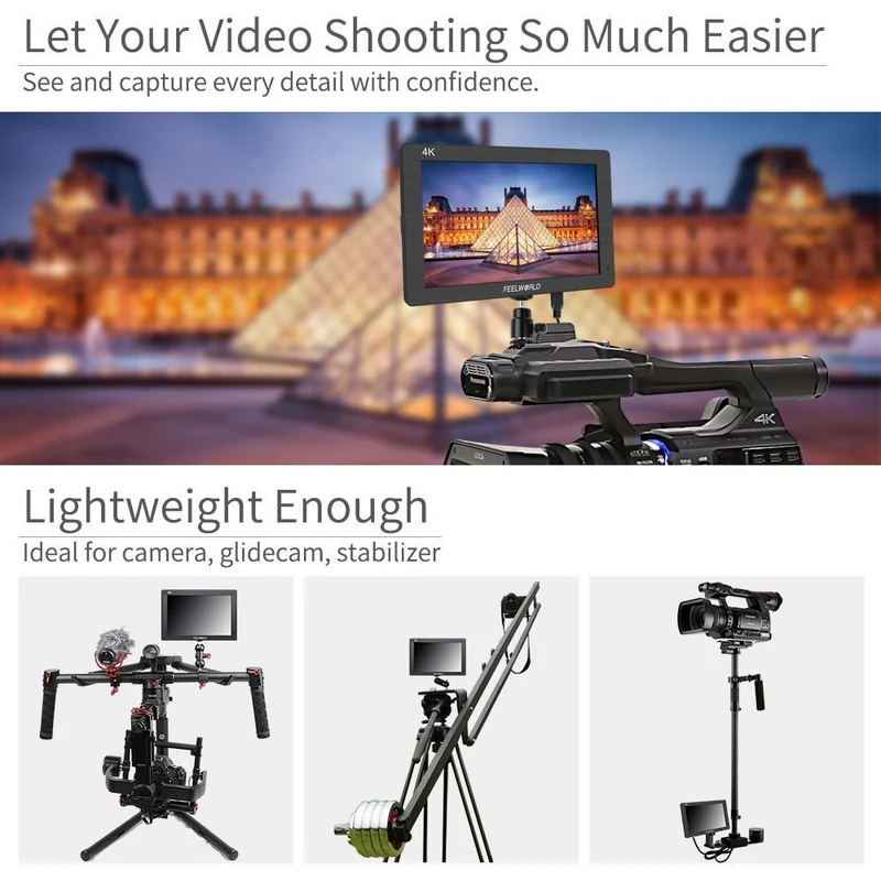 FEELWORLD FH7 7 Zoll Full HD1920x1200 Feldmonitor Peaking Focus Video Assist 4K HDMI-Eingang Ausgang