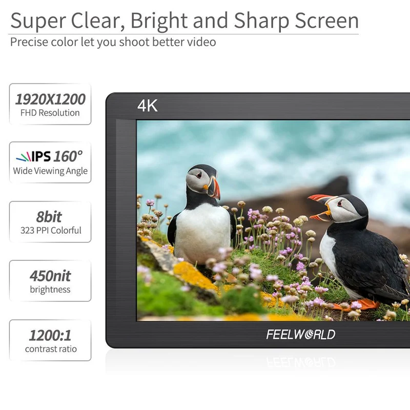 FEELWORLD FH7 7 Zoll Full HD1920x1200 Feldmonitor Peaking Focus Video Assist 4K HDMI-Eingang Ausgang