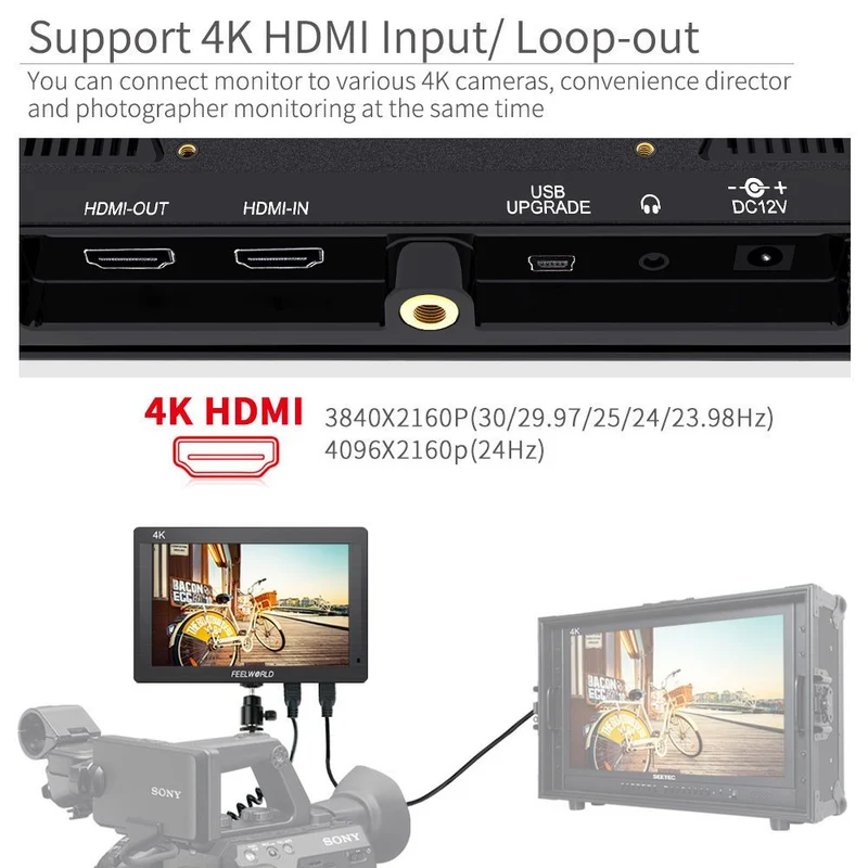 FEELWORLD FH7 7 Zoll Full HD1920x1200 Feldmonitor Peaking Focus Video Assist 4K HDMI-Eingang Ausgang