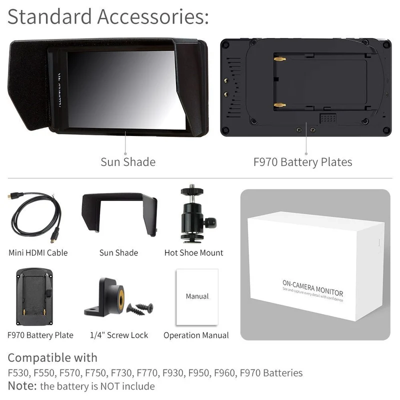 FEELWORLD FW450 4.5 Zoll kleine DSLR-Kamera Field Monitor Full HD 1280x800 mit 4K HDMI In Out
