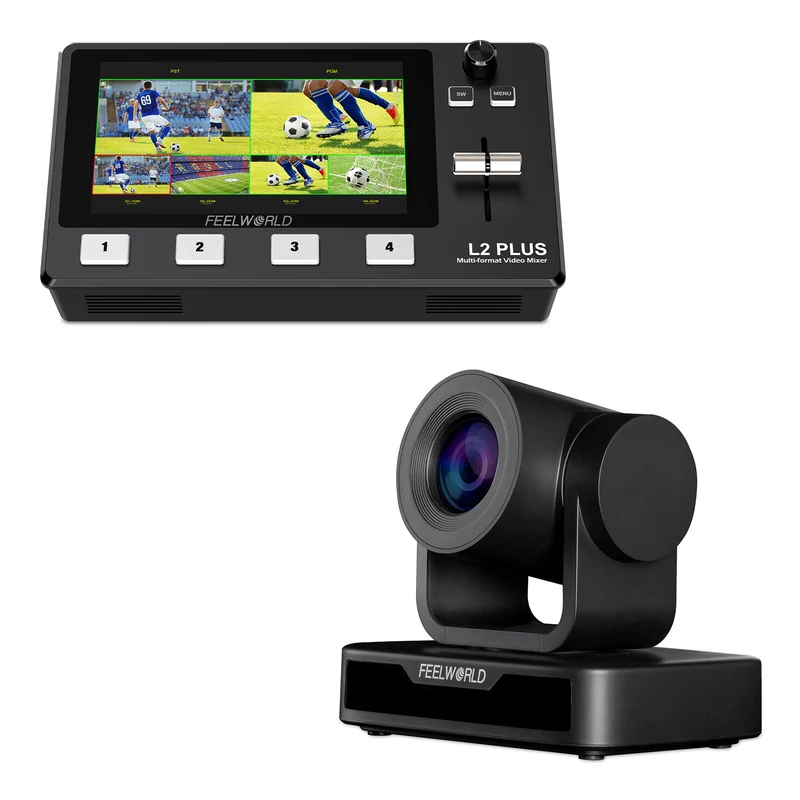 FEELWORLD L2 Plus Video-Switcher und USB10X PTZ-Kamera-Bundle