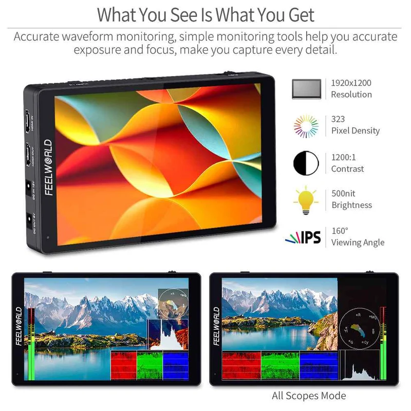 FEELWORLD F7 PRO 7 Zoll 3D LUT Touchscreen DSLR Kamera Field Director AC Monitor 1920X1200 IPS Panel
