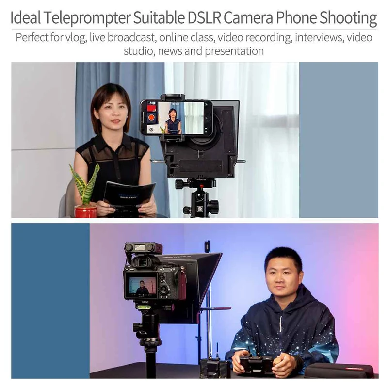 FEELWORLD TP2A Portable 8" Teleprompter unterstützt Tablet-Prompting Smartphone DSLR Shooting