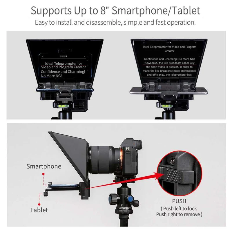 FEELWORLD TP2A Portable 8" Teleprompter unterstützt Tablet-Prompting Smartphone DSLR Shooting