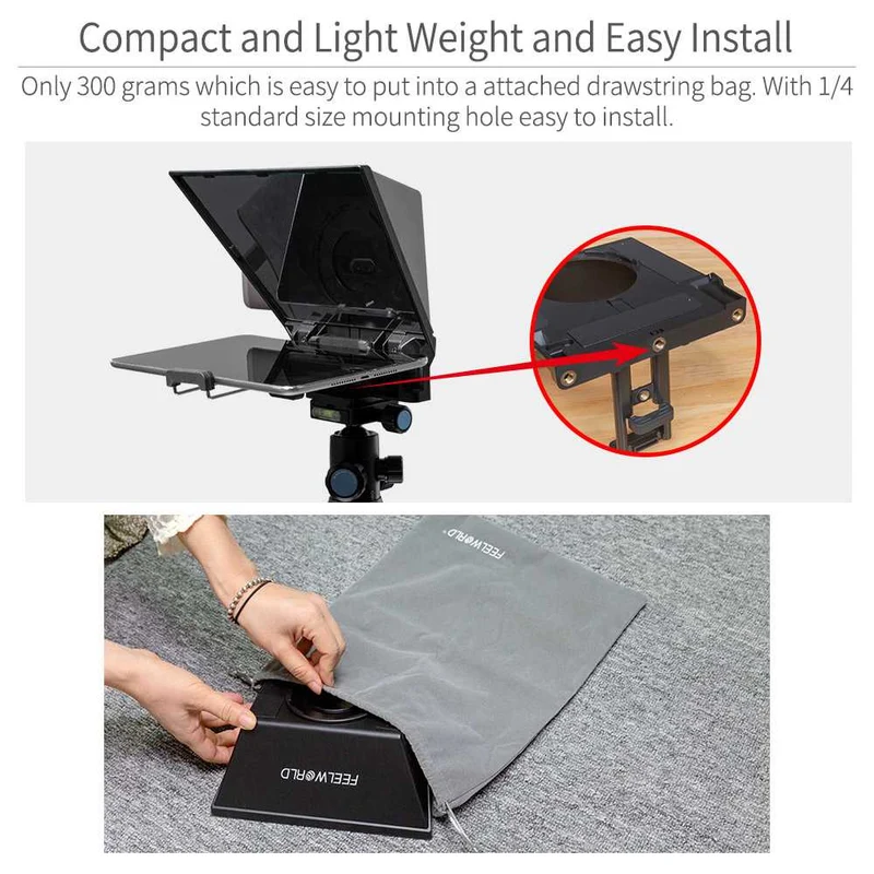 FEELWORLD TP2A Portable 8" Teleprompter unterstützt Tablet-Prompting Smartphone DSLR Shooting