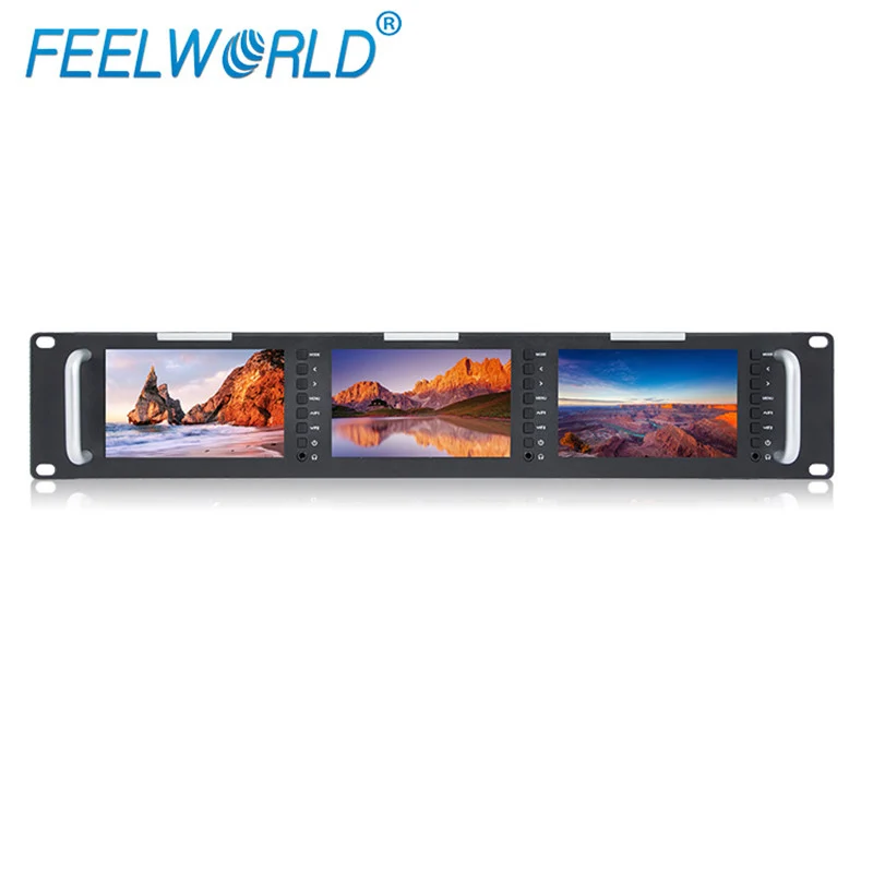 FEELWORLD T51 PLUS Triple 5.5" 2HE Rackmount-Monitor Full HD 3G-SDI, 4KHDMI, AV-Ein- und -Ausgang