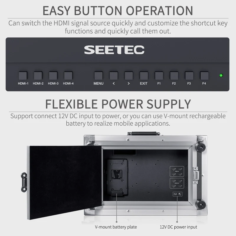SEETEC ATEM156-CO 15.6 Zoll Live-Streaming Broadcast Director Monitor-Handgepäck mit 4 HDMI-Eingangsausgängen