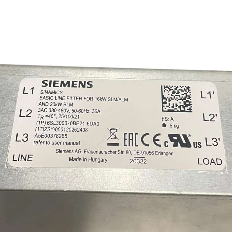 Siemens SINAMICS BASIC LINE FILTER 16KW 6SL3000-0BE21-6DA0 für die Industrie