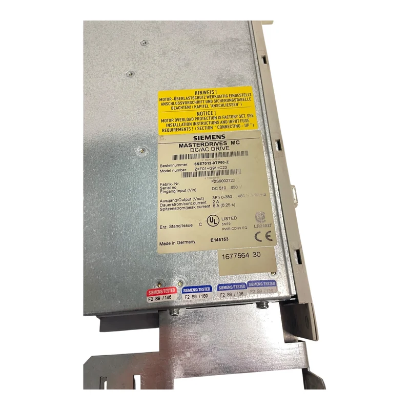 Siemens MASTERDRIVES MC DC/AC DRIVE 6SE7012-0TP50-Z Z=F01+G91+C23 für Industrie