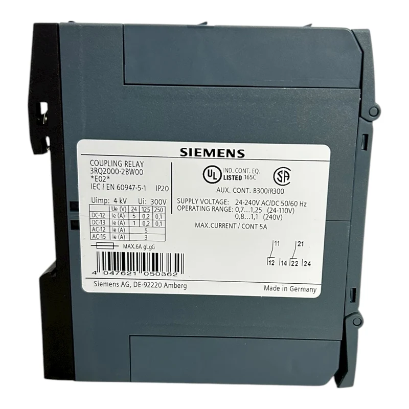 Siemens Koppelrelais 2 Wechsler Federzug AC/DC 24 V bis 240 V 3RQ2000-2BW00