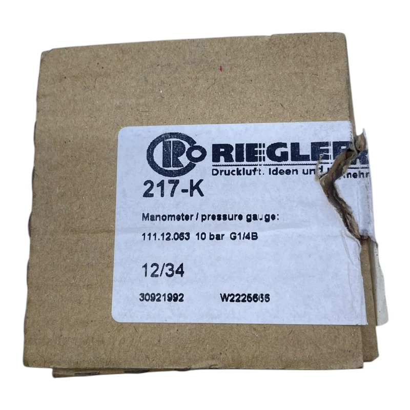 Riegler Manometer 0-10bar 217-K 111.12.063 G1/4B Manometer von Riegler Industrie