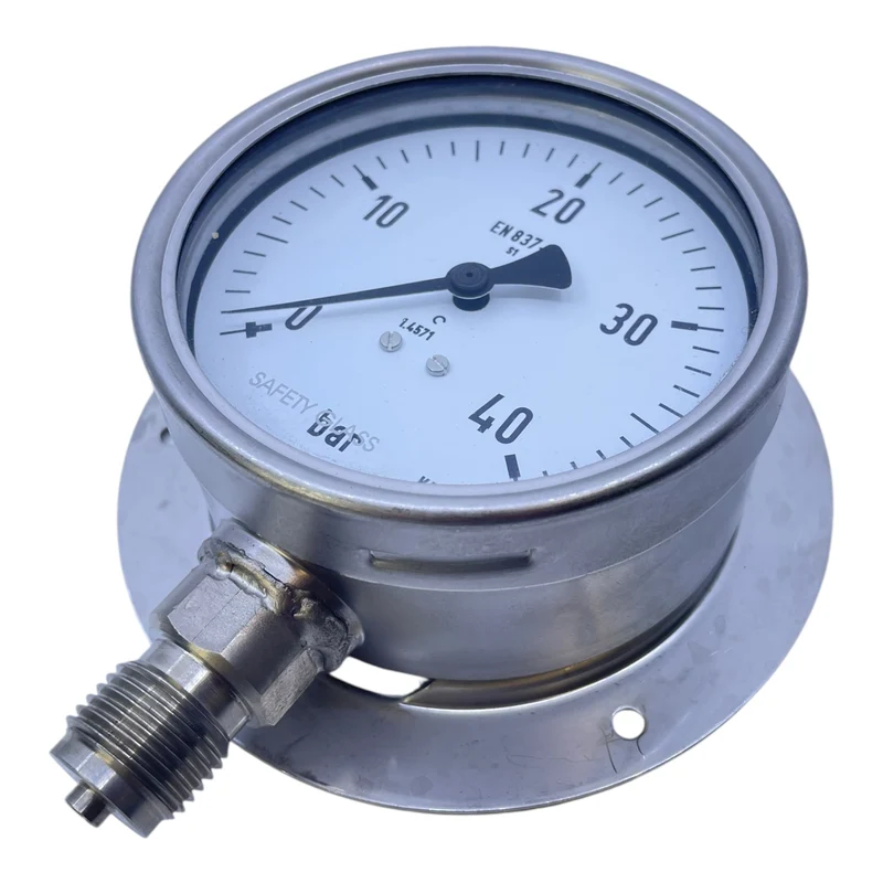 M. Jünemann Manometer 0-40 bar Edelstahl 1.4571 Kl. 1.0 Einbau hinten Industrie