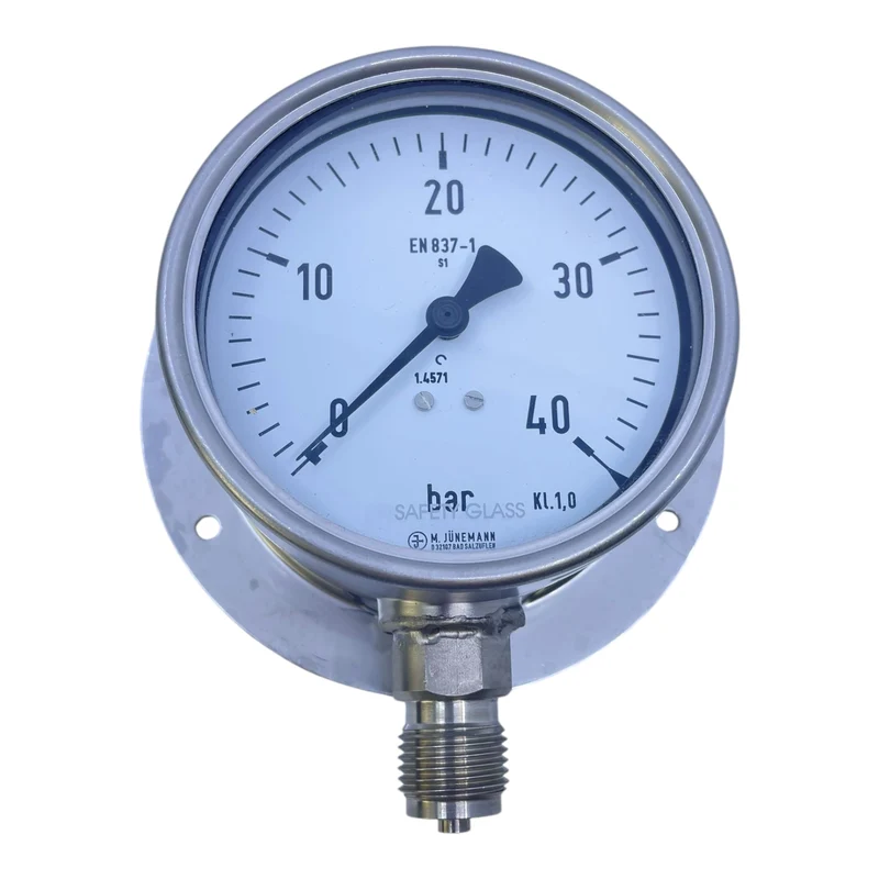 M. Jünemann Manometer 0-40 bar Edelstahl 1.4571 Kl. 1.0 Einbau hinten Industrie
