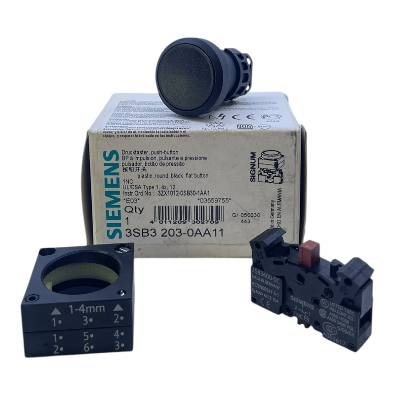 Siemens Drucktaster Schwarz 3SB3203-0AA11 Leuchtdrucktaster von Siemens