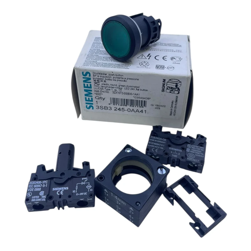 Siemens Leuchtdrucktaster Grün 24V 3SB3245-0AA41 Leuchtdrucktaster von Siemens