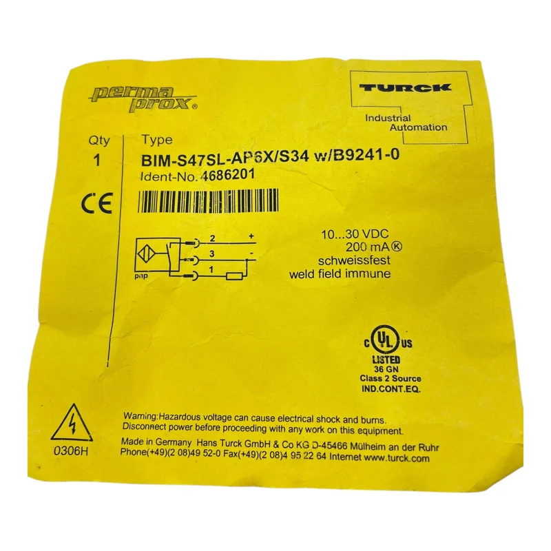 Turck Induktiver Sensor BIM-S47SL-AP6X/S34w/B9241-0 4686201 Induktiver Sensor