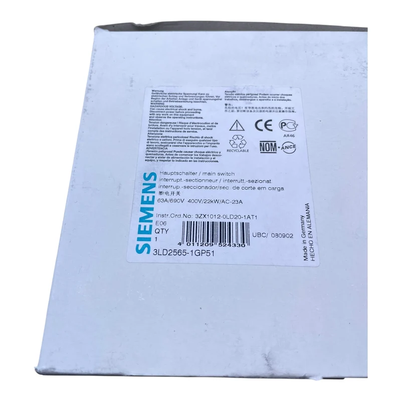 Siemens Hauptschalter Haupt-und Not-Aus-Schalter 3LD2565-1GP51 Industrie