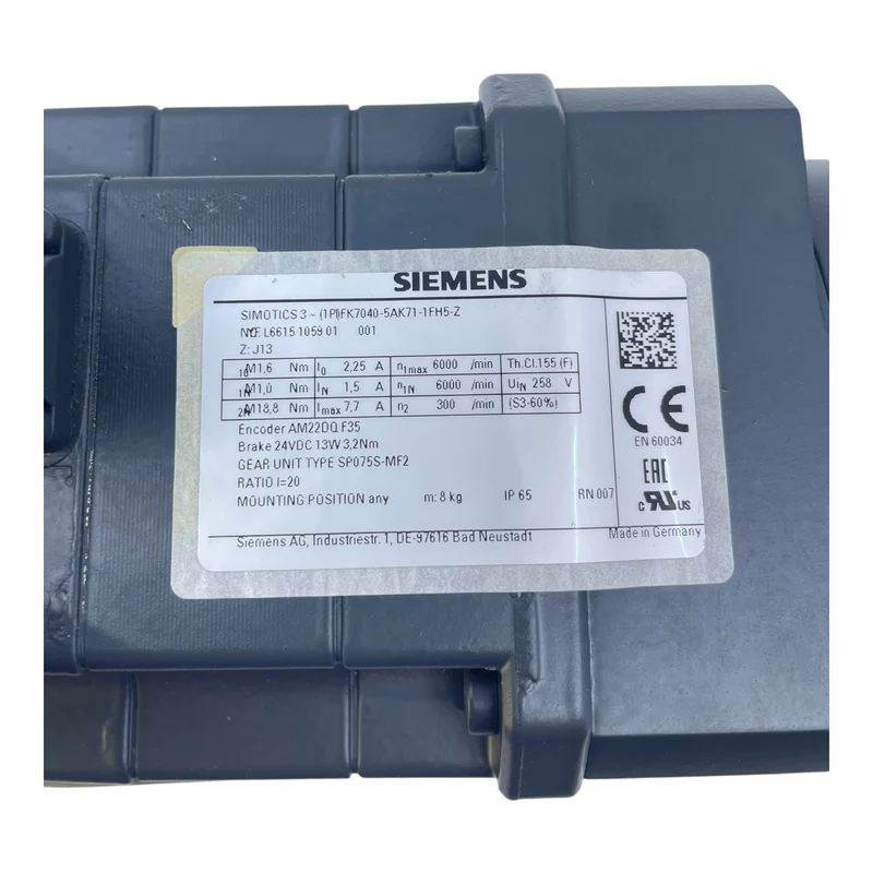 Siemens Servomotor mit Getriebe 1FK7040-5AK71-1FH5-Z Servomotor von Siemens