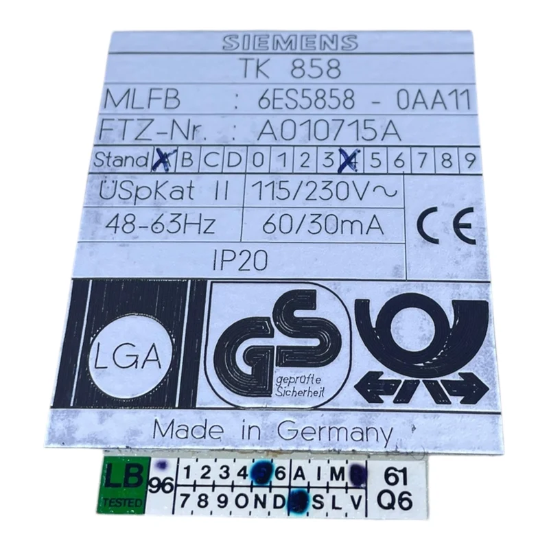Siemens Kommunikationsgeraet 6ES5858-0AA11 TK858 Kommunikationsgeraet Siemens