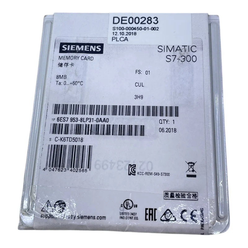 Siemens 6ES7953-8LP31-0AA0 Micro-Speicherkarte 8MB für den industriellen Einsatz
