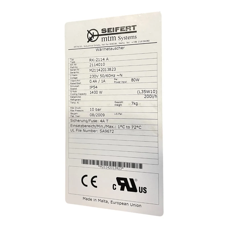 Seifert RK-2114 A Wärmetauscher für industriellen Einsatz Wärmetauscher