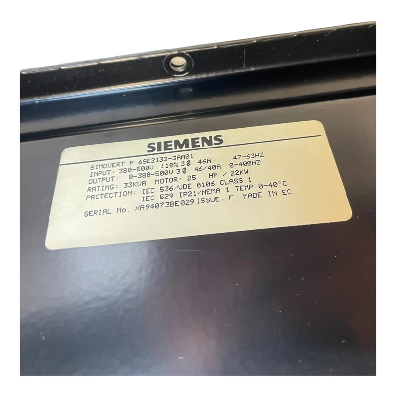 Siemens Simovert Umrichter 22kW 380–500V IP21 6SE2133-3AA01 Frequenzumrichter
