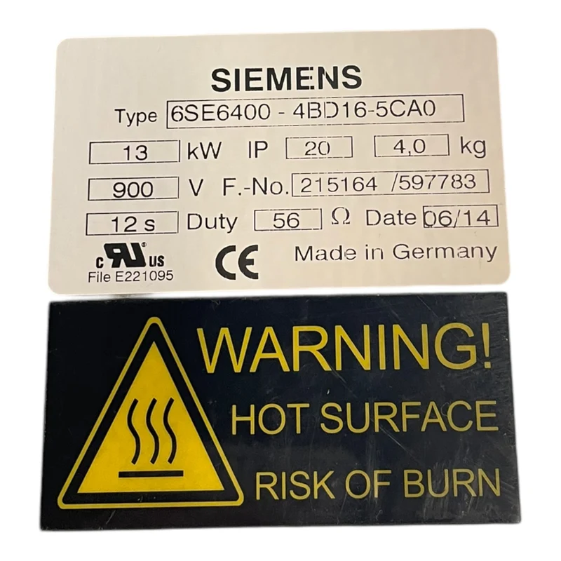 Siemens 6SE6400-4BD16-5CA0 Bremswiederstand 13kW für industriellen Einsatz