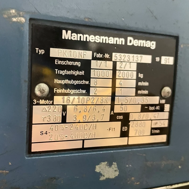 DEMAG PK10NF Kettenzug 1000kg für industriellen Einsatz Kettenzug Industrie