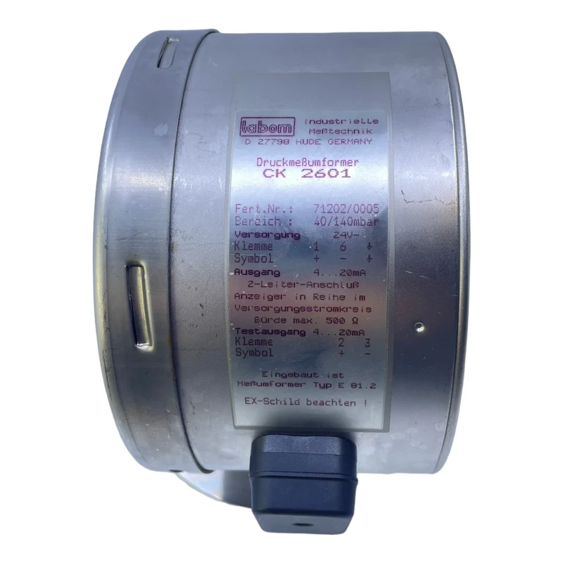 Labom CK2601 Druckmessumformer Manometer 40/140mbar 24V 4-20mA Industrie Einsatz