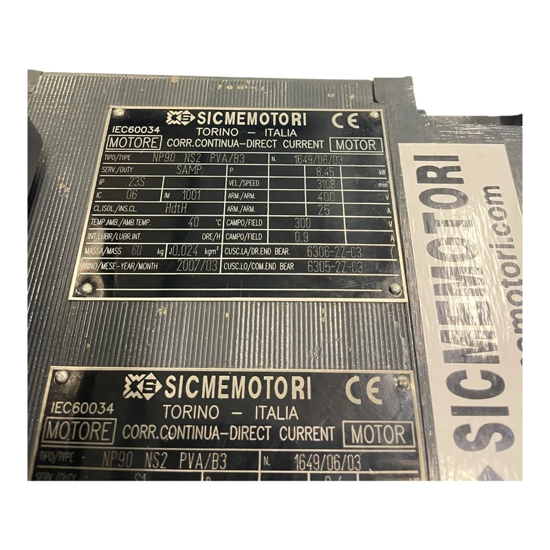 Sicmemotori Gleichstrommotor NP90 NS2 PVA/B3 9,4kW 440V 3419min⁻¹ Indsutrie