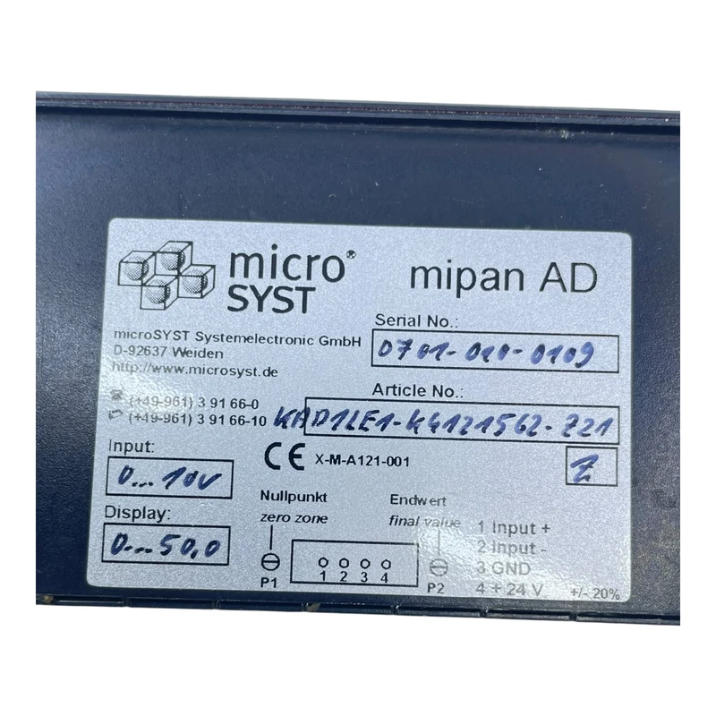 Martens Elektronik Anzeigeeinheit microSYST mipan AD 0-10V 0-50% Industrie