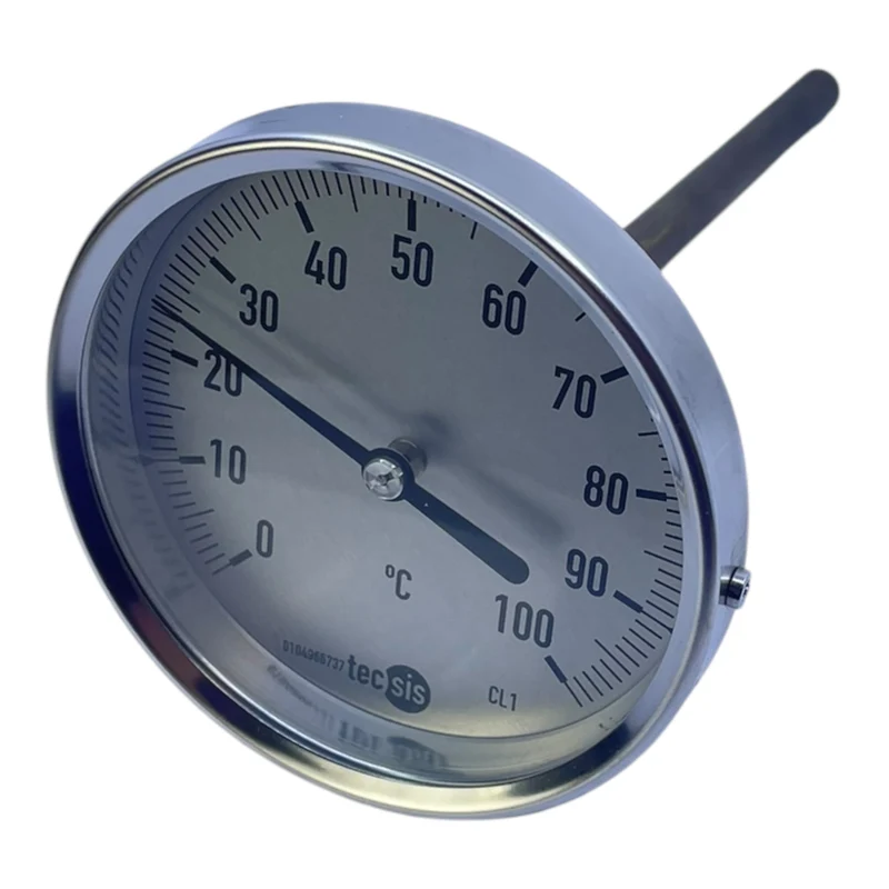 Tecsis 0–100 °C Thermometer Bimetall Ø100mm Fühler L=100mm Gewinde G½B