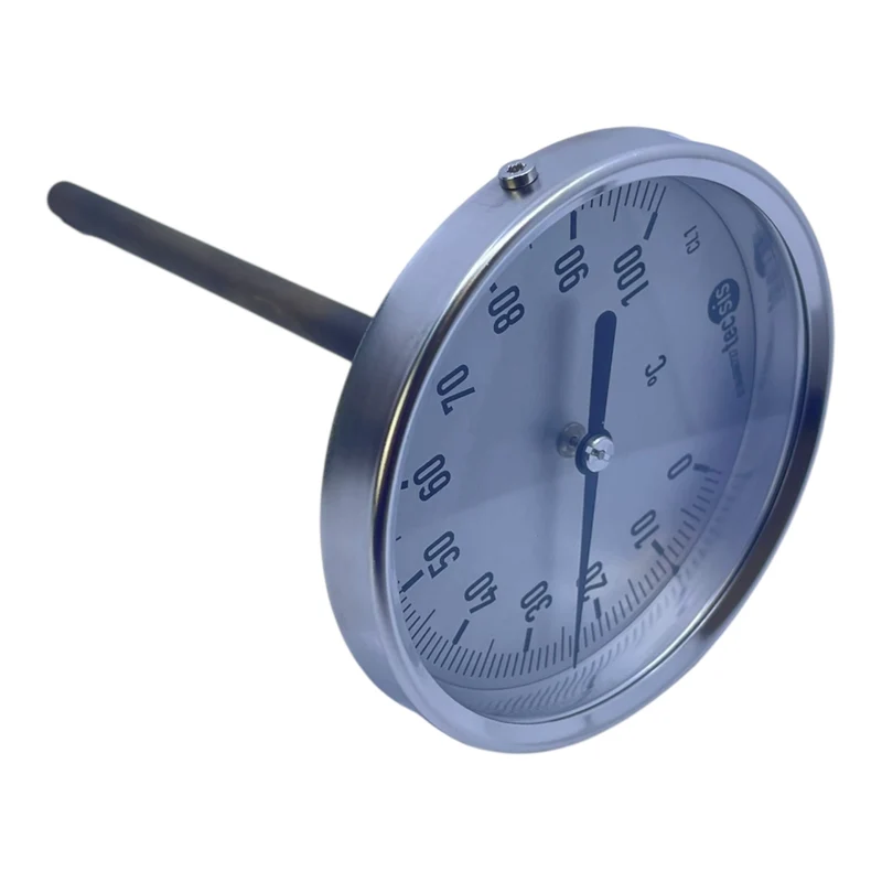 Tecsis 0–100 °C Thermometer Bimetall Ø100mm Fühler L=100mm Gewinde G½B
