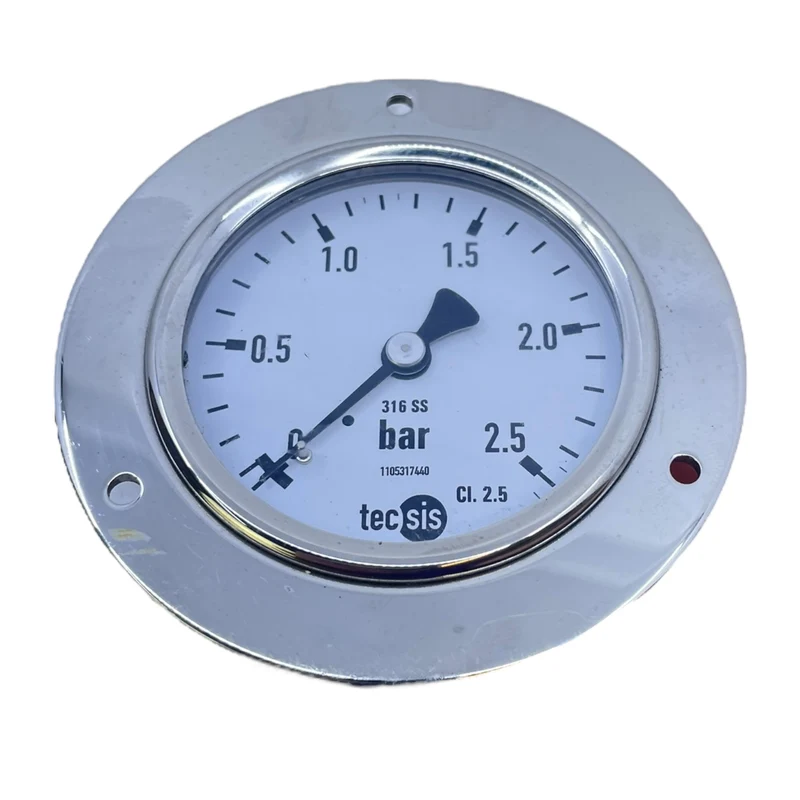 Tecsis Manometer 316SS Druckanzeige 0–2,5 bar Frontflansch CL2.5
