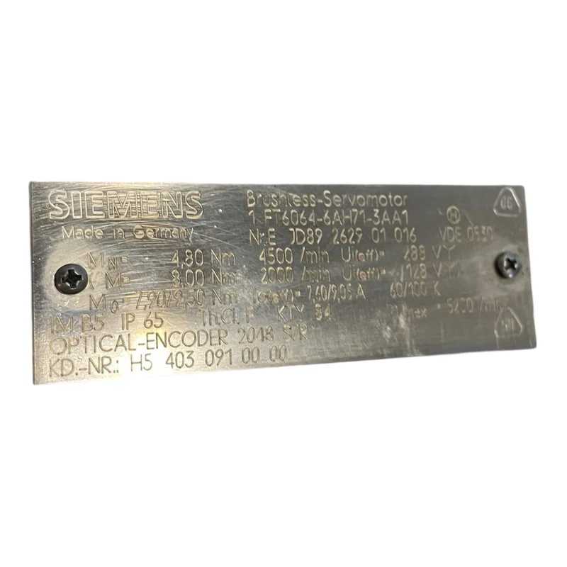 Siemens Servomotor 4,8Nm 1FT6064-6AH71-3AA1 Brushless IP65