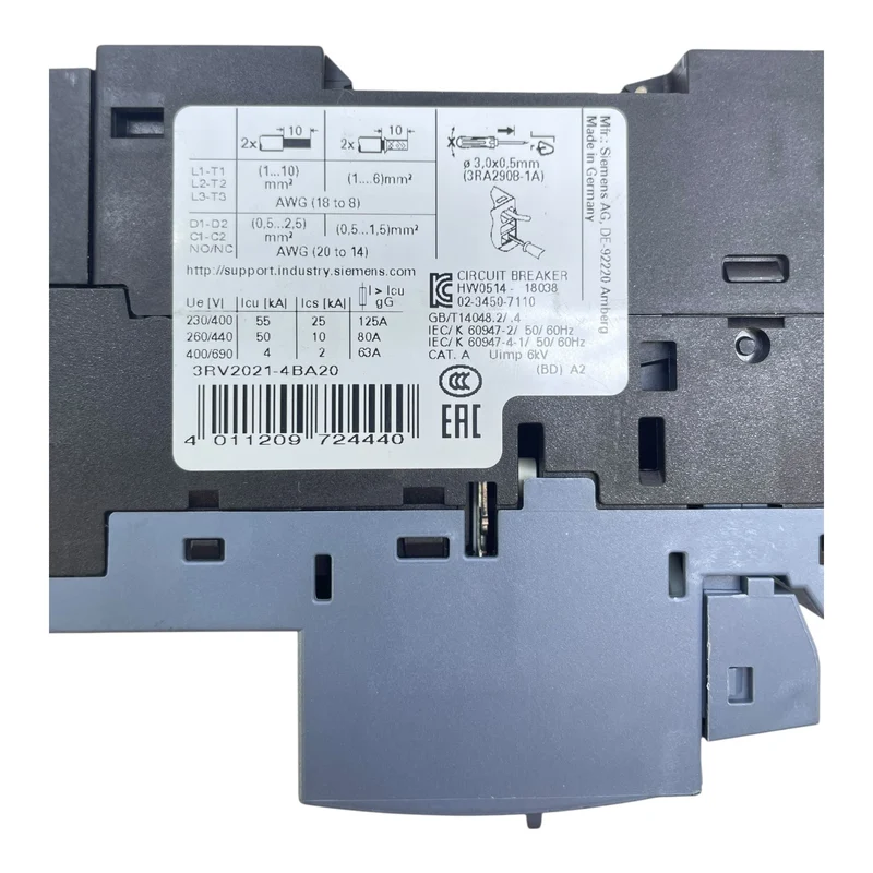Siemens Motorschutzschalter SIRIUS 3RV2021-4BA20 20A 11kW 690V